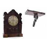 Gothic oak double fusee bracket clock and bracket, the 8" silvered dial signed Carter, 64, Cornhill,