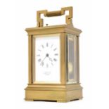 Good English repeater carriage clock striking on a gong, the white dial inscribed Haseldine, 36