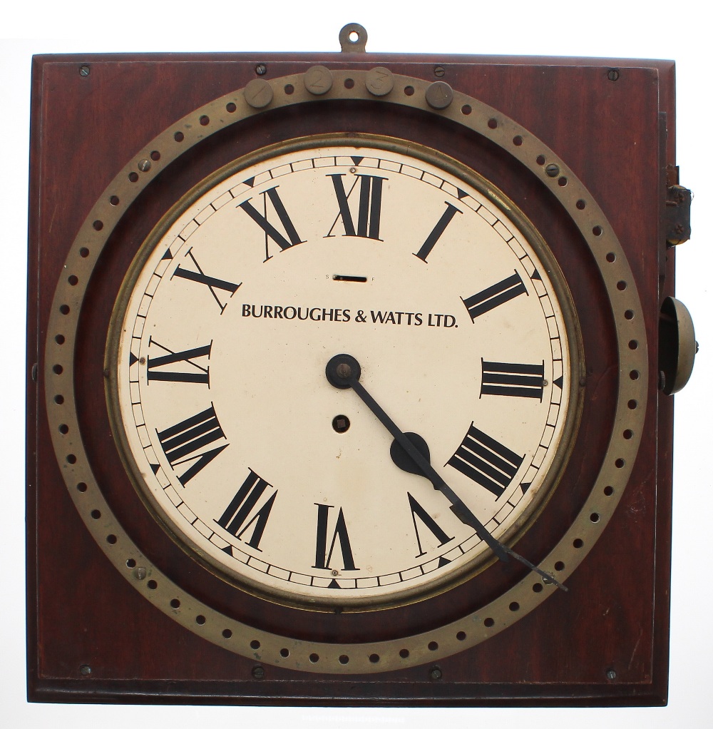 Burroughes & Watts Ltd Billiards and Snooker session timing clock, circa 1920s; as the