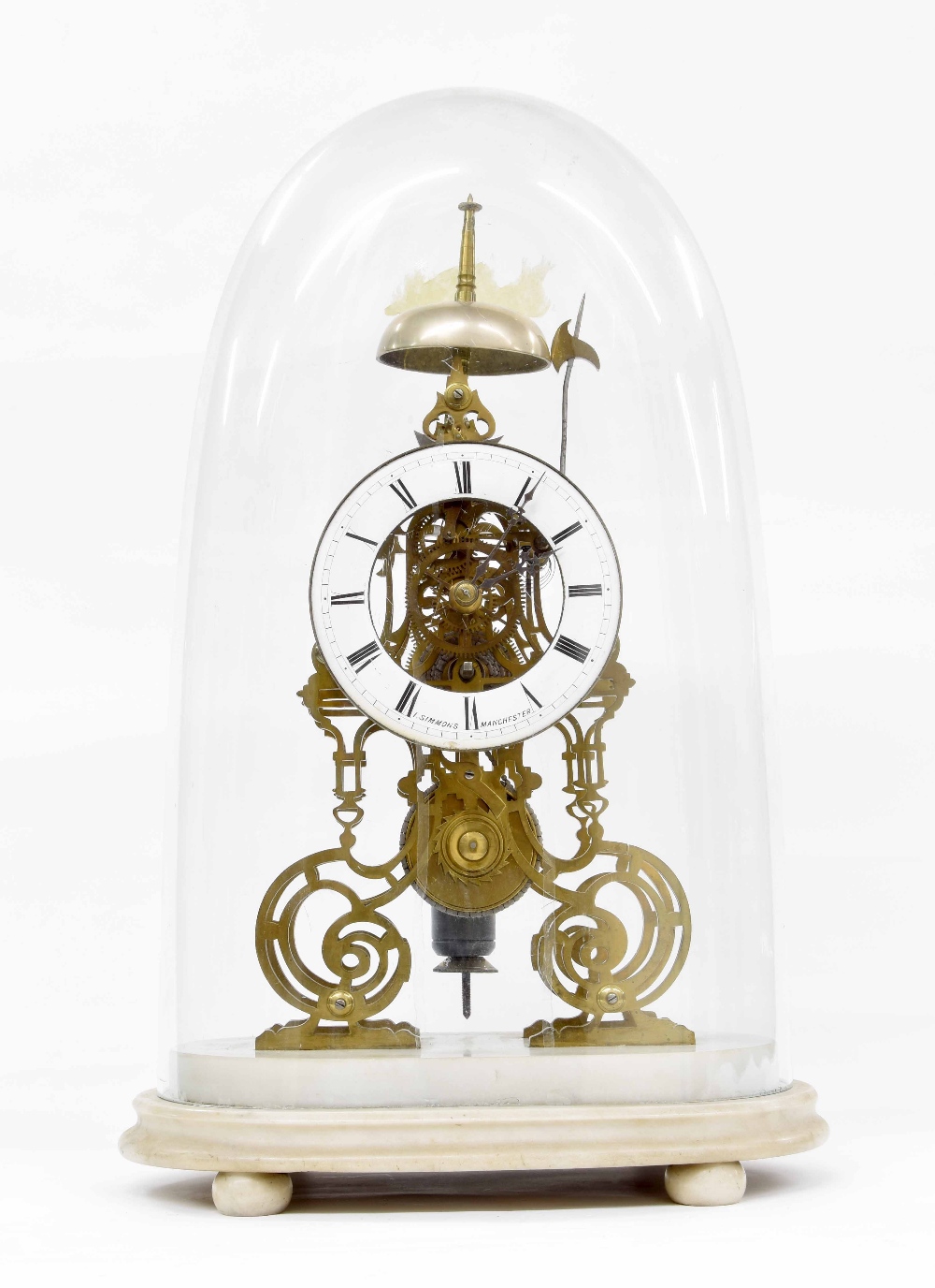 Good skeleton timepiece with passing strike, English, attributed to William Frederick Evans,