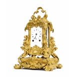 Ormolu travelling clock, circa 1840, with an enamel dial signed for Thos. Pearce Paris and similarly