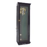 Good Lowne electric time transmitter master clock, within an ebonised glazed case, 32" high (