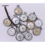 Twelve assorted pocket watches for repair (12)