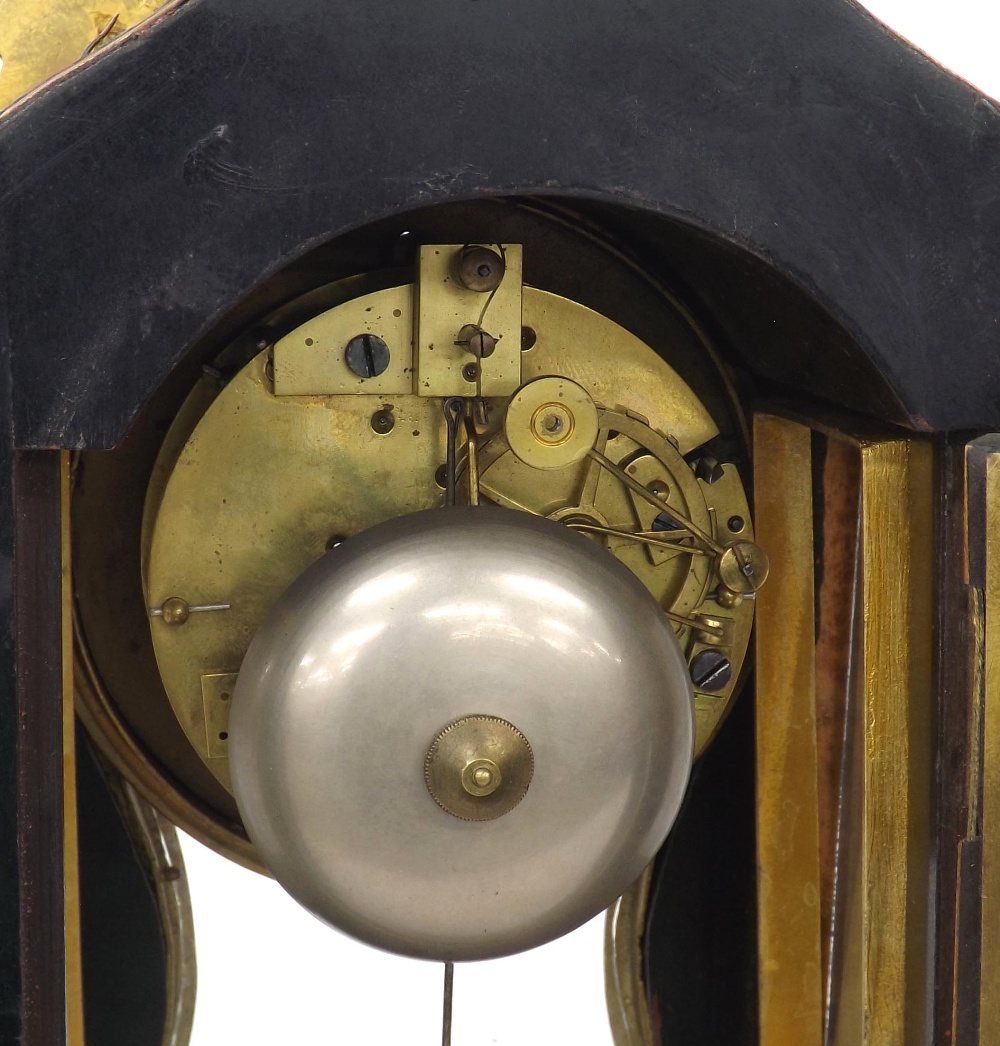 French boulle two train mantel clock, the Henry Marc movement with outside countwheel striking on - Image 2 of 3