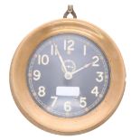 Gunmetal bulkhead style wall clock, the 5.25" black dial inscribed Chelsea, with subsidiary