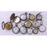 Quantity of various nickel and chrome cased pocket and fob watches mostly for spares or repair to