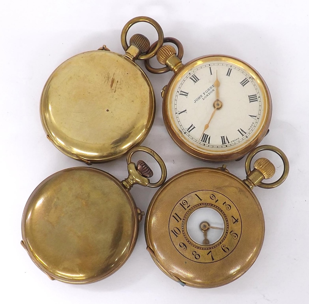 Four gold plated pocket watches to include a Liga Superior Time Keeper lever hunter pocket watch, - Image 2 of 3