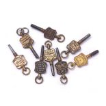 Eight trade pocket watch keys relating to North East England (8)