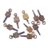 Ten trade pocket watch keys relating to London (10)