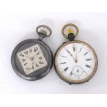 Gunmetal lever pocket watch, gilt frosted movement with compensated balance and regulator, the