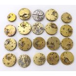 Twenty lever pocket watch movements with dials