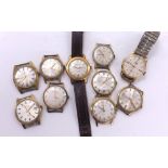 Ten various gold plated and stainless steel gentleman's wristwatches to include Mondaine, Ingersoll,