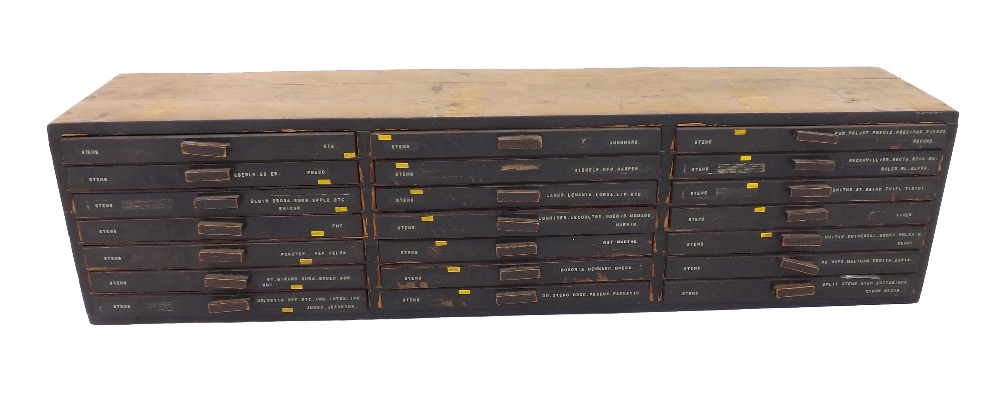 Twenty-one drawer wooden chest containing a very large quantity of watch stems (some with crowns) - Image 2 of 2