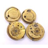 Two fusee verge pocket watch movements for repair, makers Thomas Ford, London, no. 1804, the cuvette