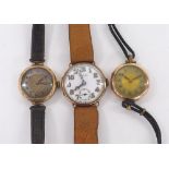 Stayte 9ct wire-lug gentleman's wristwatch, import hallmarks London 1928, circular enamel dial