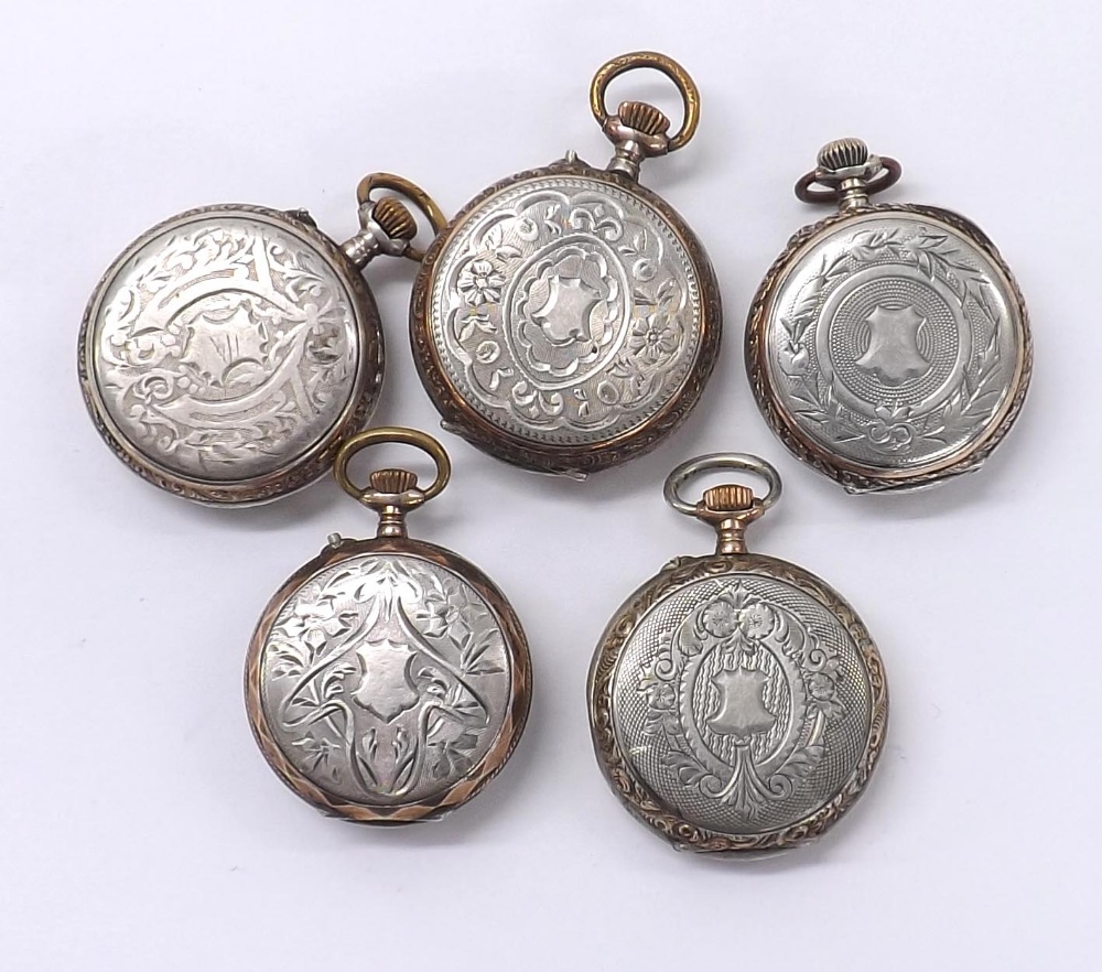 Five Continental silver (0.800) cylinder fob watches (5) - Image 2 of 2