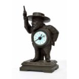 Novelty French figural alarm clock timepiece modelled as Henri de Toulouse-Lautrec, 11" high (at
