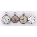 Silver Railway Regulator Lever engine turned pocket watch, 52mm; together with a white metal (0.830)