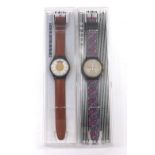 Swatch automatic gentleman's wristwatch, 33 jewel, original tan leather strap, 37mm (cased with