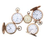 Five various gold plated pocket watches including three hunter examples (5)
