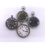 Three Military nickel cased pocket watches for repair, to include two Waltham 16s lever pocket