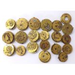 Quantity of fusee verge pocket watch movements principally for repair (19)