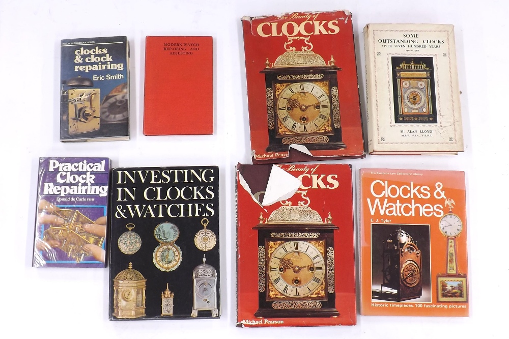 Eight horological books to include H. Alan Lloyd - Some Outstanding Clocks, Over Seven Hundred