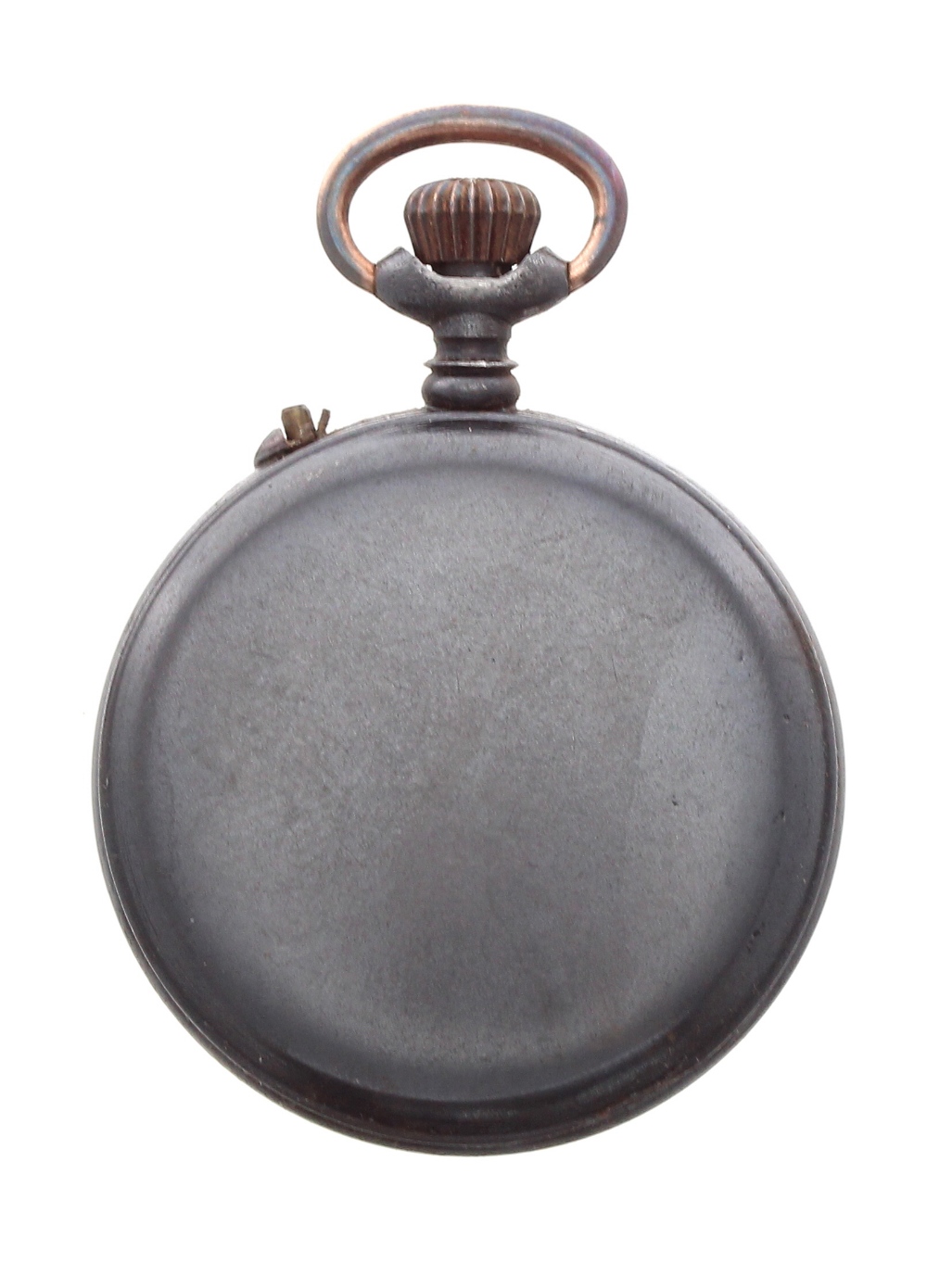 Swiss gunmetal lever fob pocket watch within a leather wristband, the watch 28mm - Image 4 of 5