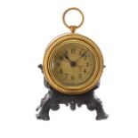 Extremely rare Claude Saunier double escapement small ornate shelf clock, cast iron base and gilt