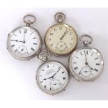 Silver lever (0.935) engine turned pocket watch, 52mm (key); together with a silver fusee lever