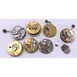 Selection of pocket watch movements to include a Jon Hamilton, Hexham fusee lever, Warranted English