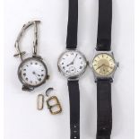 Silver (925) wire-lug gentleman's wristwatch, import hallmarks London 1924, circular white dial with