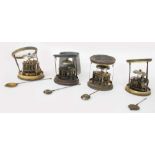 Four various old French clock movements with pendulums (4)