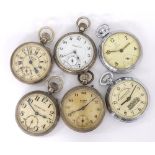 Six various chrome cased pocket watches to include Services, Alert Five, Services Scout, Railway