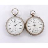 Two silver American Watch Co. Waltham pocket watches (2)