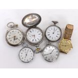 Gre. Rosskopf Patent nickel cased lever pocket watch, with engraved case depicting a locomotive;