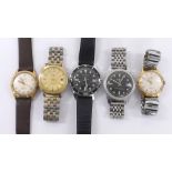 Three Lucerne gentlemen's wristwatches; together with two further gentlemen's wristwatches to