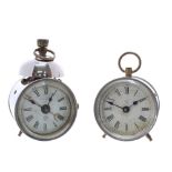 Two small circa 1880 Ansonia bedside clocks: The "Bee" with original Paris Exposition 1878 Prize