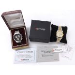 Citizen Quartz chronograph alarm stainless steel gentleman's bracelet watch, ref. 3530-351207,