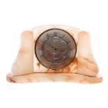 Art Deco style Metamec mantel clock, within an onyx marbled case, 6.5" high