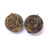 Two fusee verge pocket watch movements for repair, makers Anderton, London and Oakley, London (2) (