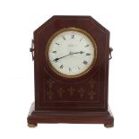 Mahogany mantel timepiece, with platform escapement, the 2.5" white dial signed Finnigans Limited,