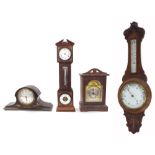 Miniature grandfather clock with barometer and thermometer, the movement signed E.G.L with