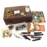 Quantity of various wristwatch and pocket watch parts, including hands, fusee chain, balances etc;