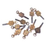 Ten trade pocket watch keys relating to Newcastle (10)