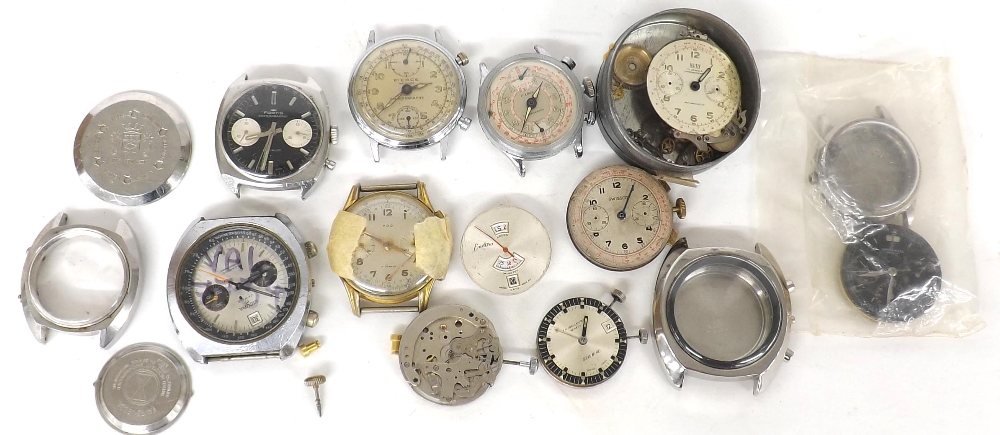 Selection of chronograph gentlemen's wristwatches in need of attention/repair, to include Sicura,