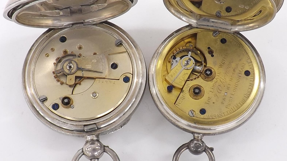 J.W. Benson 'The Ludgate' silver engine turned lever pocket watch, London 1888, 52mm (at fault); - Image 3 of 3