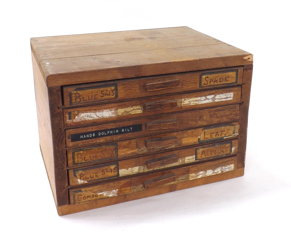 Six drawer wooden chest containing a large quantity of watch hands - Image 2 of 2