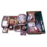 Large quantity of various clock parts, including platform escapements, hands, bezels, springs,