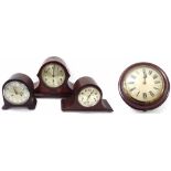 Mahogany Napoleon hat three train mantel clock, 10.75" high; also two other arched cased mantel